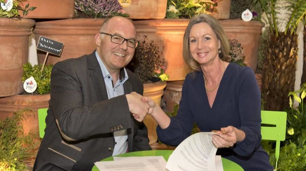 Mikaël Mercier, président de VAL’HOR et Yolande Van den Boom, Directrice de MPS.© S.Barthélémy/VAL’HOR Mikaël Mercier, président de VAL’HOR et Yolande Van den Boom, Directrice de MPS.© S.Barthélémy/VAL’HOR